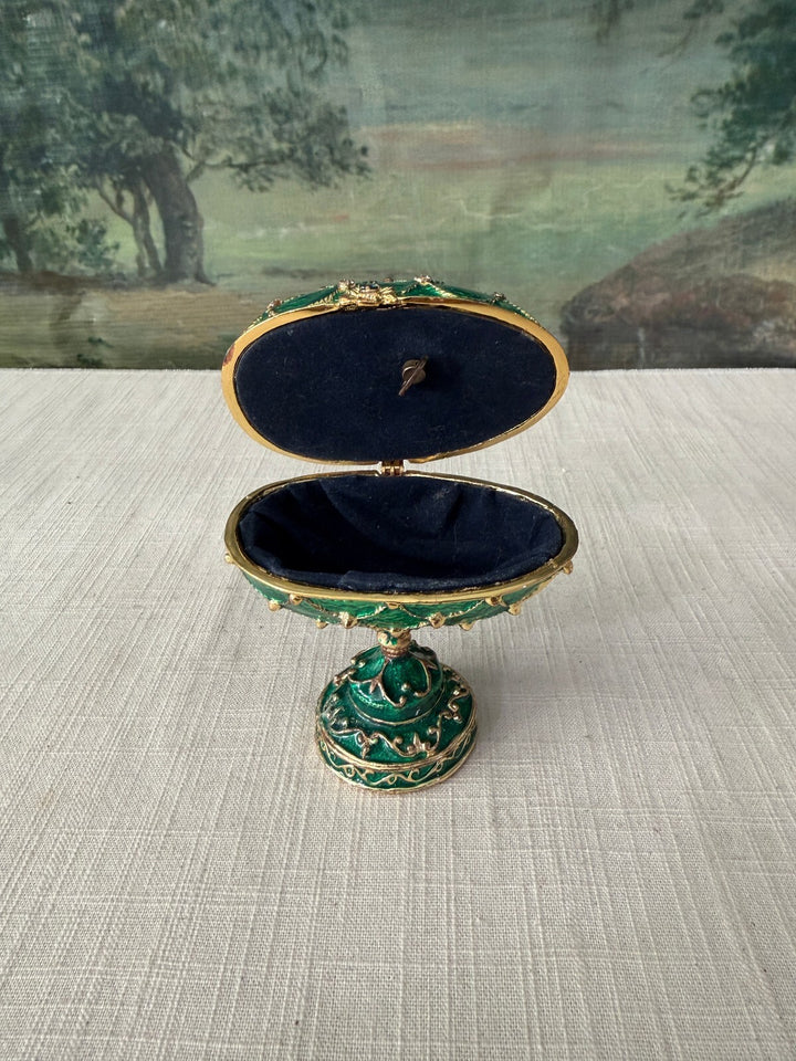 Green jeweled egg music box