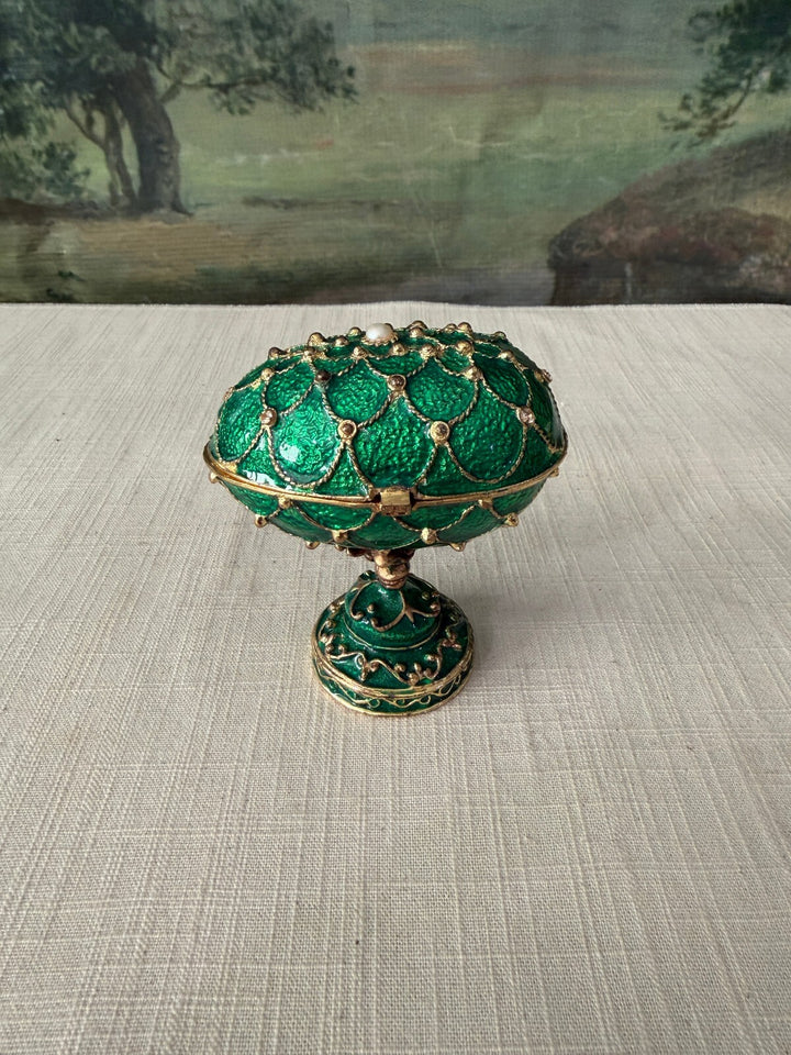 Green jeweled egg music box