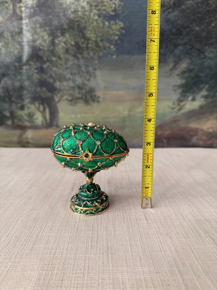 Green jeweled egg music box