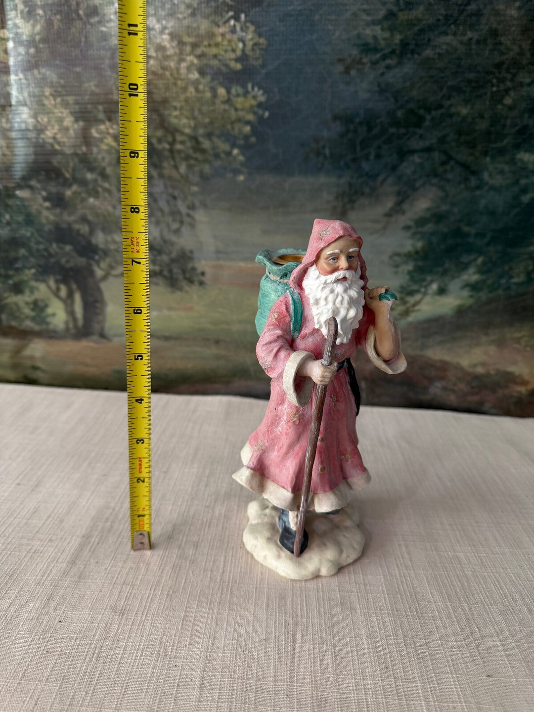 Santa Claus Figurine in Robe with Backpack