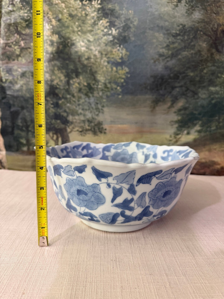 Blue and White Floral Porcelain Bowl