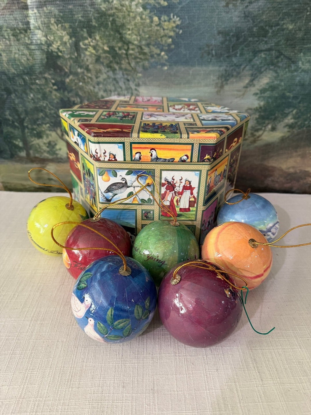 Marbled Hanging Christmas Ornaments with Decorative Box