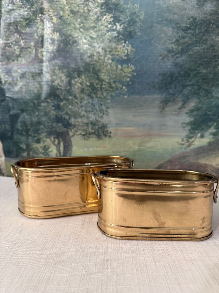 Pair of Brass Oval Planters