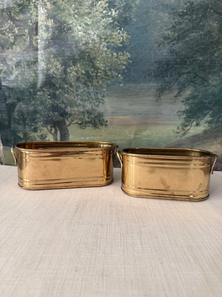 Pair of Brass Oval Planters