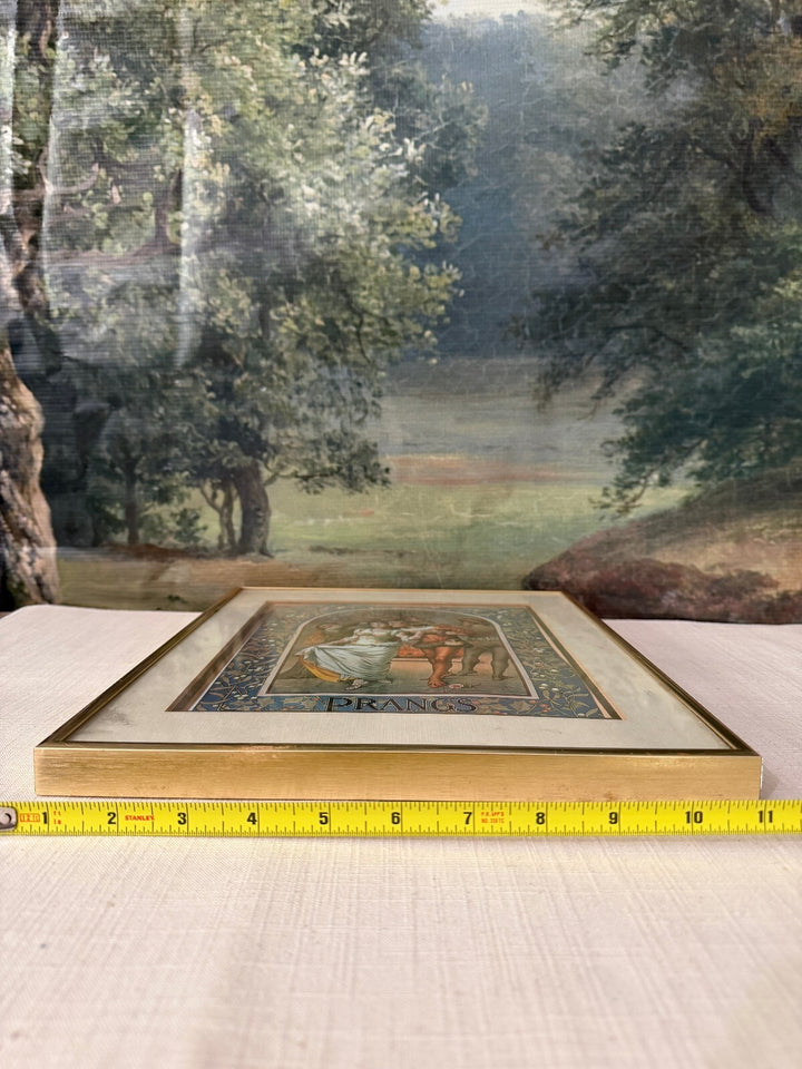 Vintage Framed Art Print in Gold Tone Frame