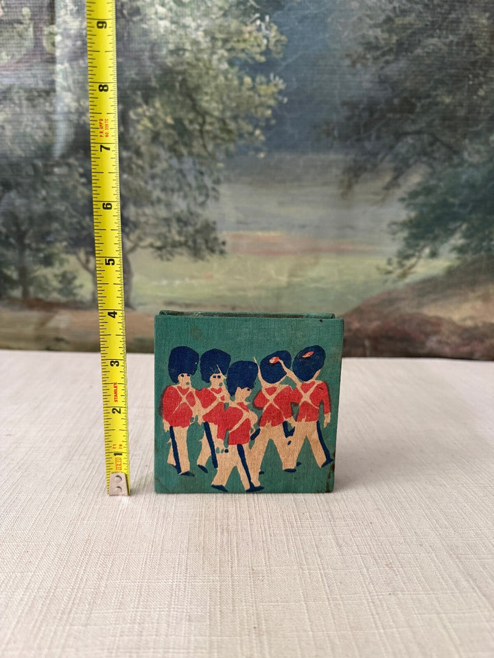 Vintage Wooden Matchbox with 4 Drawers and British Guards Design