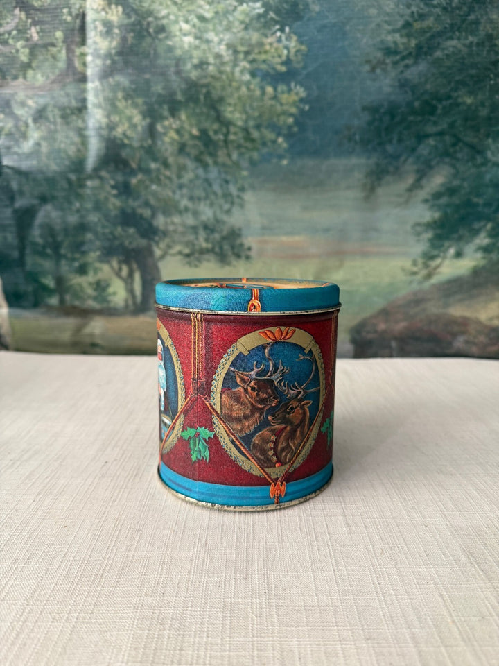 Vintage Toy Soldier Drum Container with 4 Soldier Ornaments