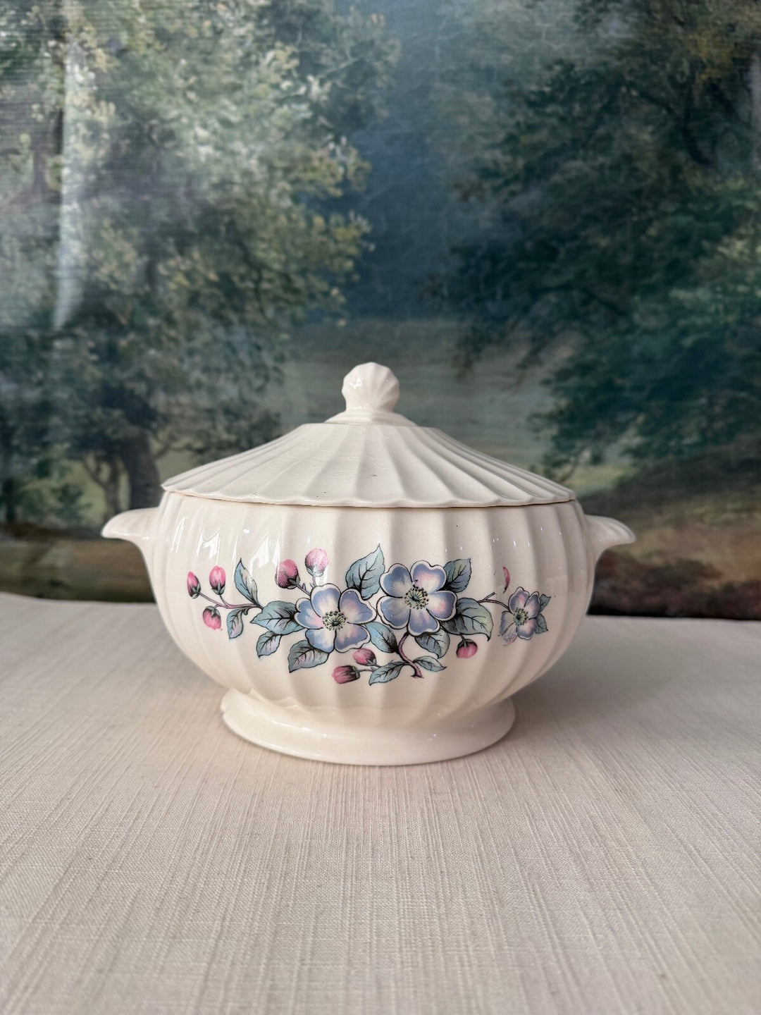 Covered Floral Ceramic Sugar Bowl