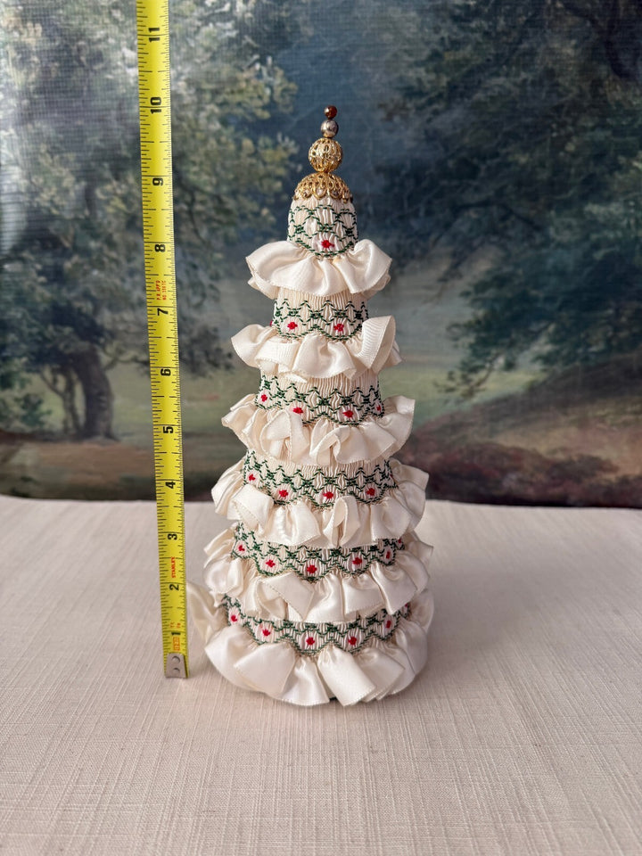 Hand Smocked Christmas Tree Figurine