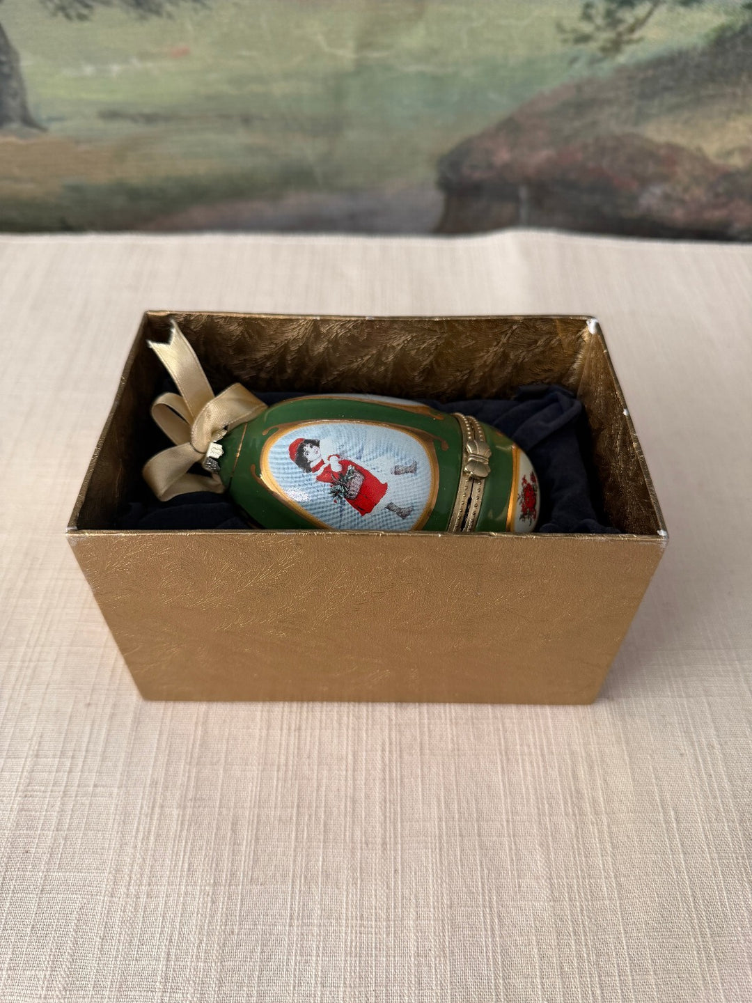 Set of 3 Hand Painted Egg Ornaments in Original Boxes