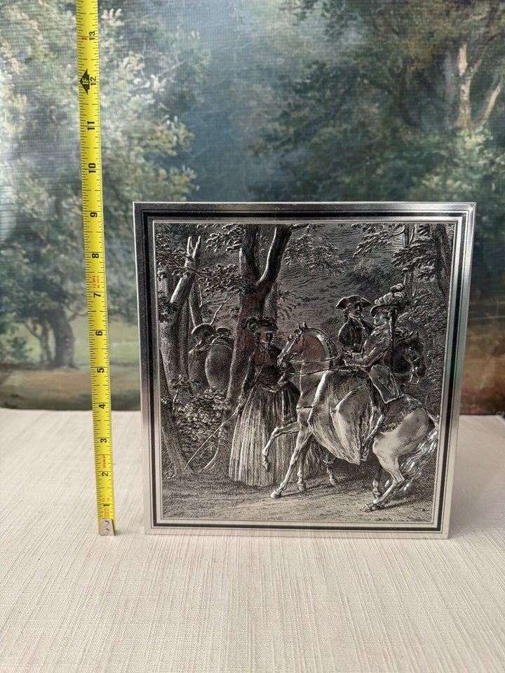 Embossed Metal Trinket Box with Scene Lid
