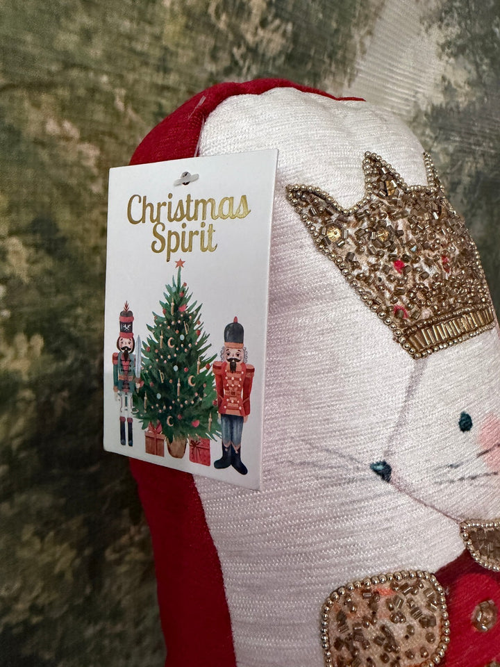Christmas Spirit Beaded Nutcracker Mouse Plush Decoration