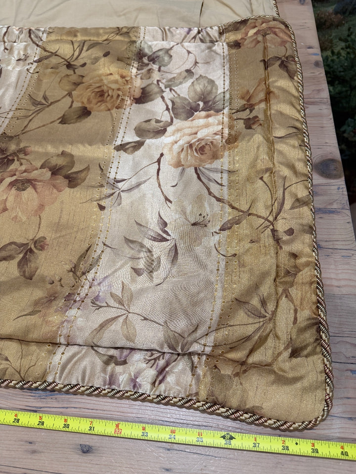 Croscill Home King Size Shams Pillow Covers in Gold Floral Pattern