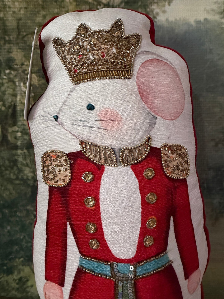 Christmas Spirit Beaded Nutcracker Mouse Plush Decoration