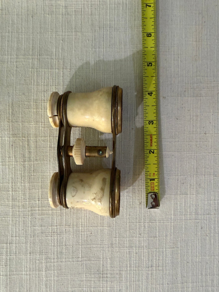 Vintage Opera Glasses Binoculars Brass and Ivory Tone