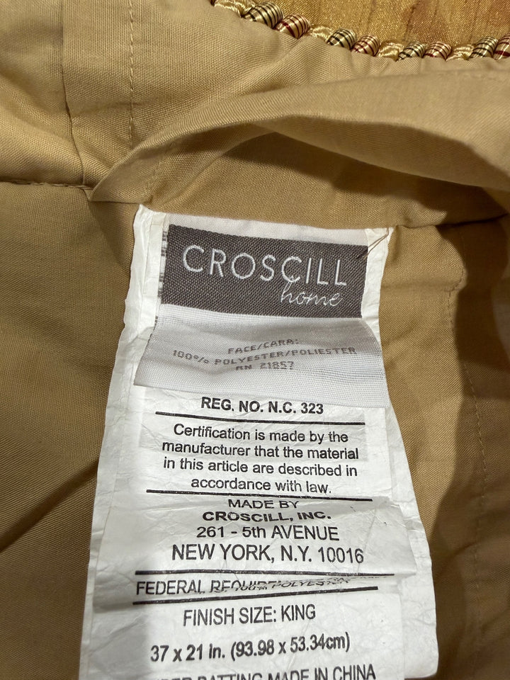 Croscill Home King Size Shams Pillow Covers in Gold Floral Pattern