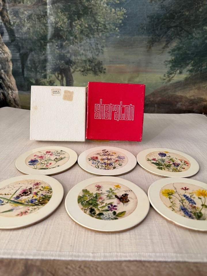 Vintage Sheraton Floral Coasters Set of 6 with Original Box